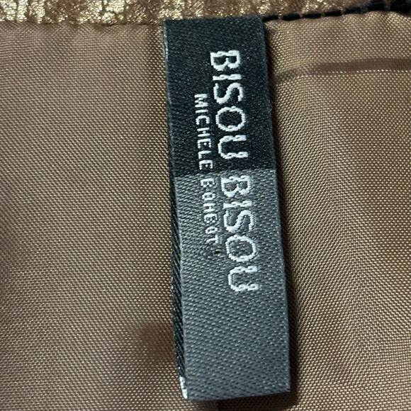 Bisou Bisou Women's Size Small Vegan Faux Leather Brown Metallic Moto Jacket - Picture 3 of 9